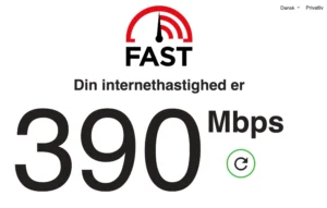 Fast.com hastighedstest hjemmeside