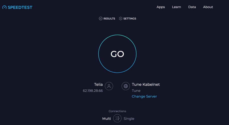 Speedtest hastighedstest hjemmeside