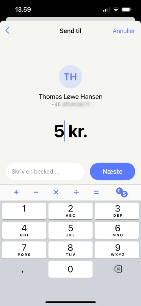 MobilePay visning af navn ved overførsel